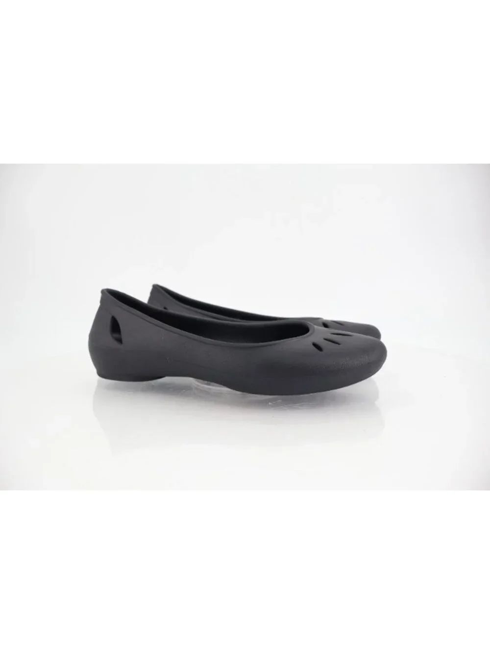 CROCS Women's Kelli Flat Size 10 Iconic Comfort Slip On Shoe Black Rubber Cutout